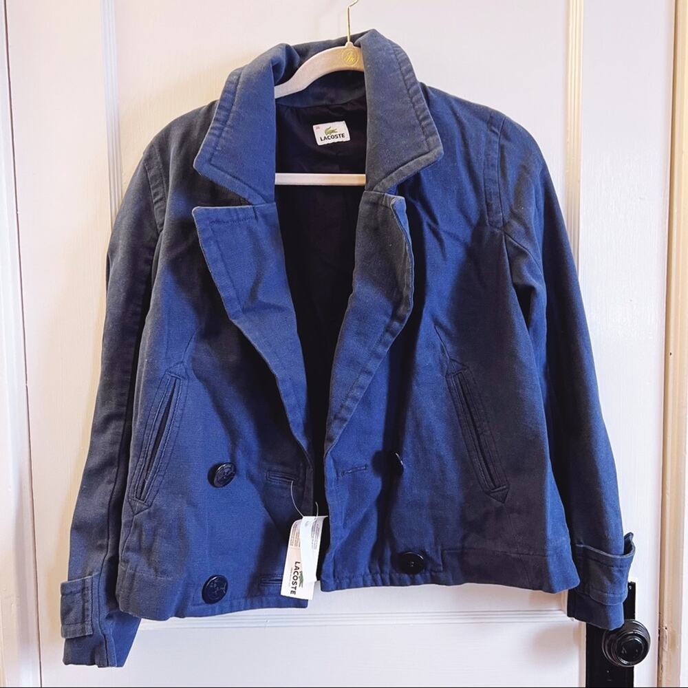 Lacoste Blue Cotton Double-Breasted Blazer